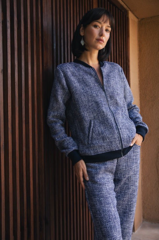 Payton Bomber Jacket - Navy Tweed