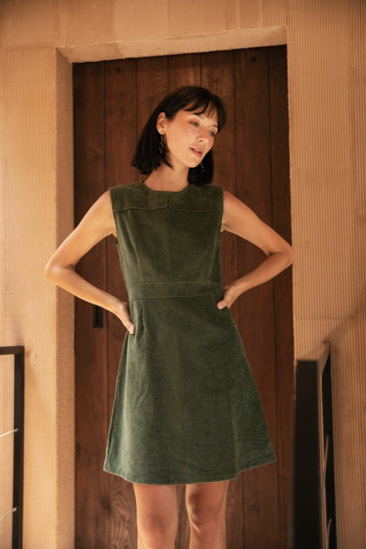 On My Way Corduroy Dress - Olive
