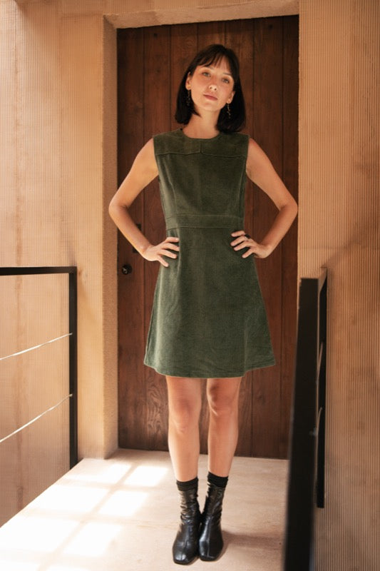On My Way Corduroy Dress - Olive