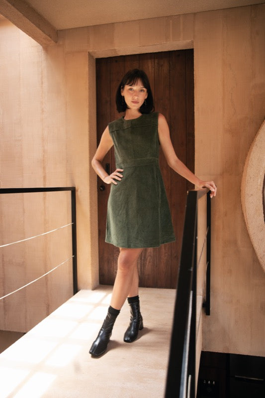 On My Way Corduroy Dress - Olive