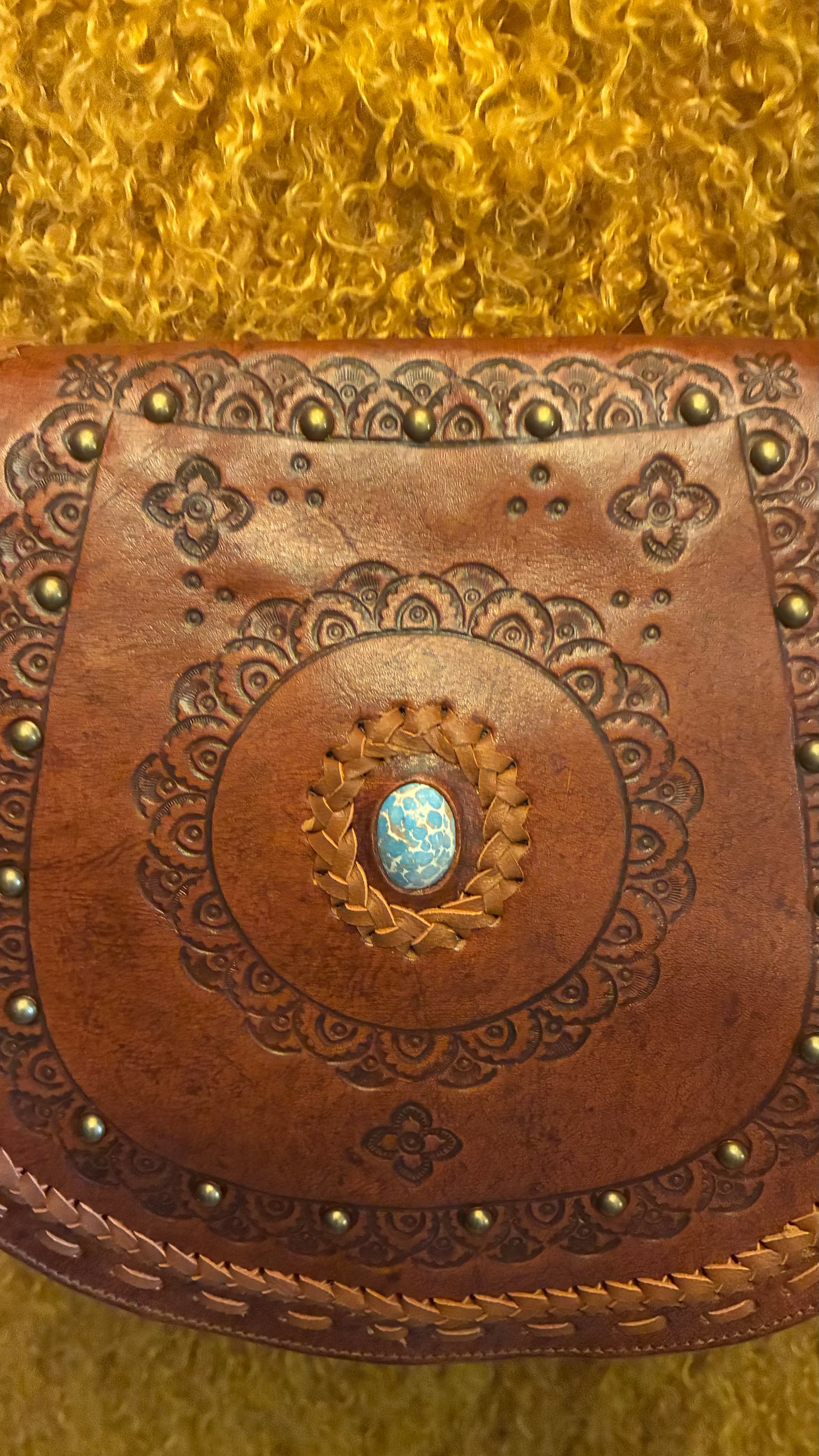 Kanika Bag - Tan & Turquoise