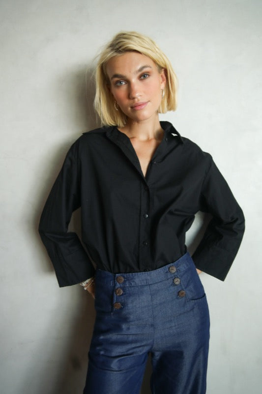 Everlyn Shirt - Black Poplin