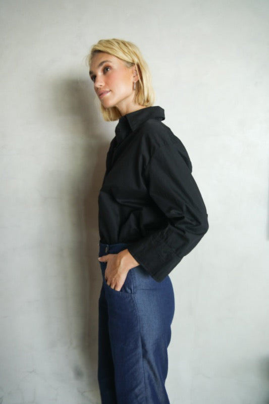 Everlyn Shirt - Black Poplin