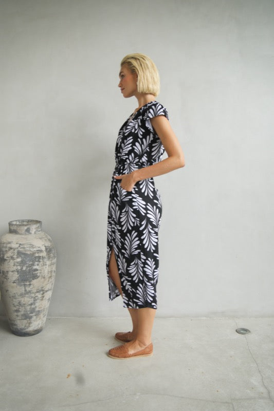 Nicky Dress  - Black & White Ferns