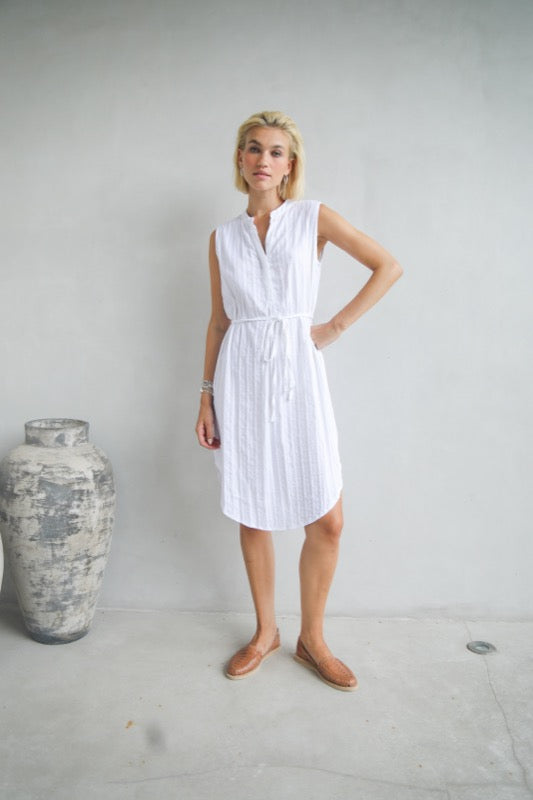 Sandra Dress - White Embroidered Cotton