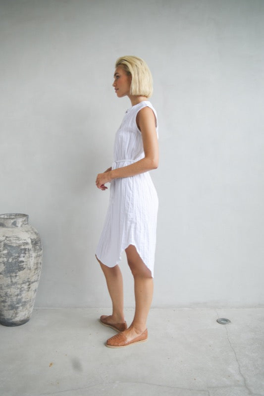 Sandra Dress - White Embroidered Cotton