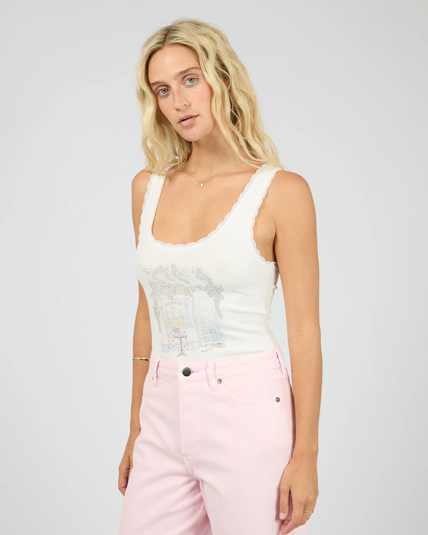 Maison Lace Tank - Vintage White Patisserie