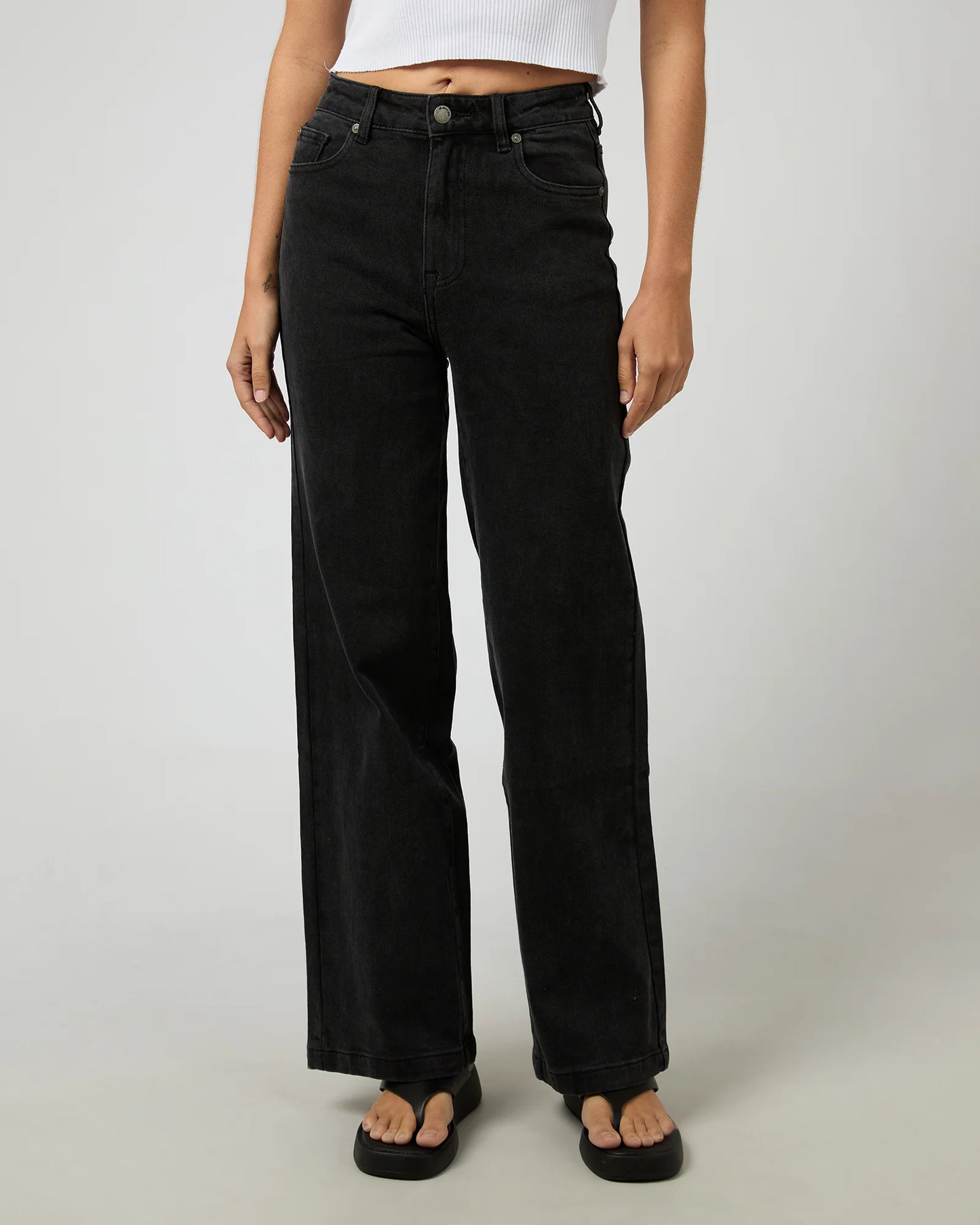Jacqui Wide Leg Jean - Washed Black