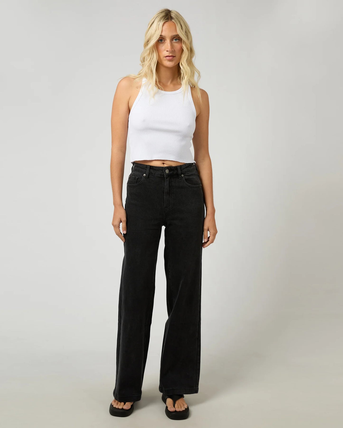 Jacqui Wide Leg Jean - Washed Black