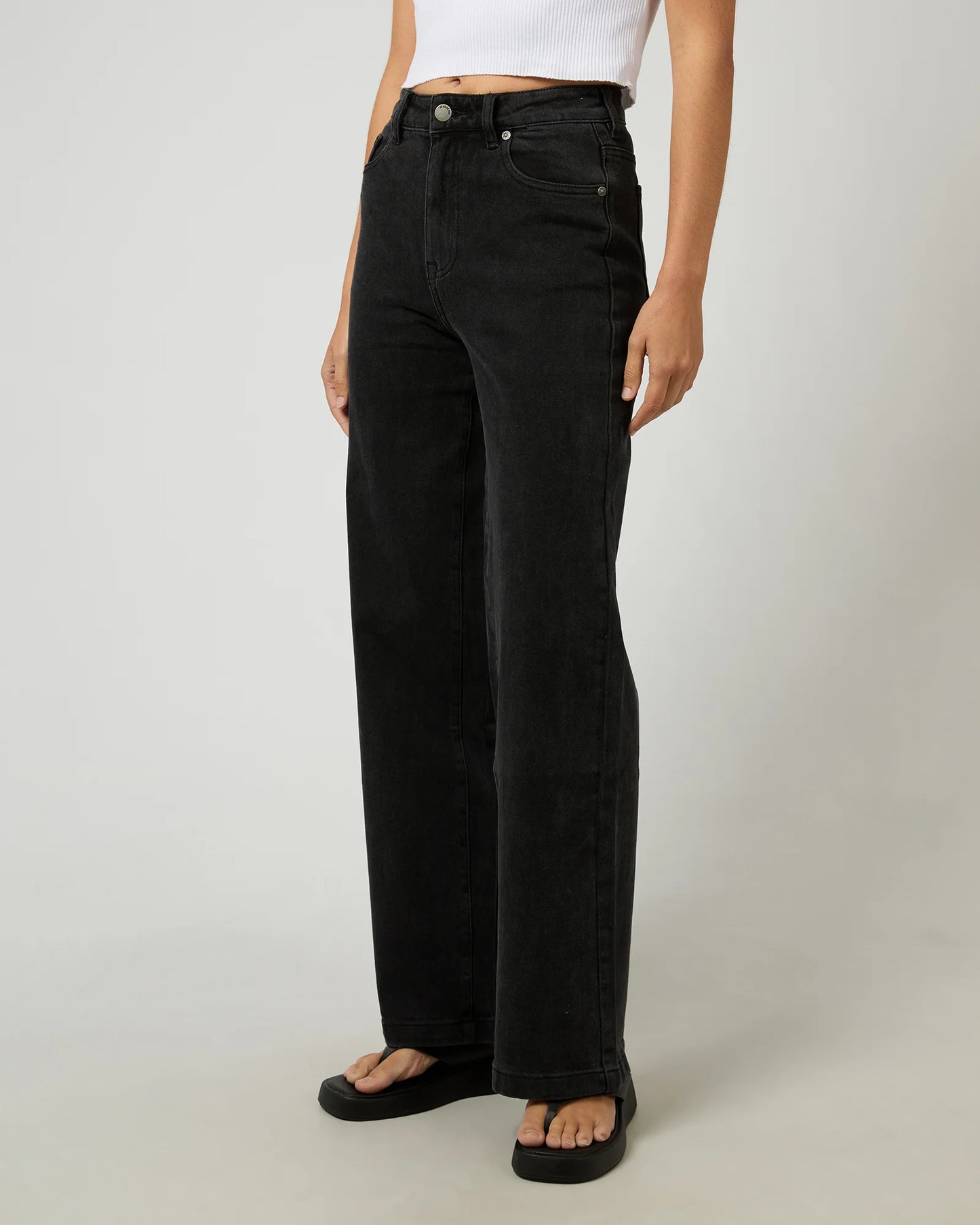 Jacqui Wide Leg Jean - Washed Black