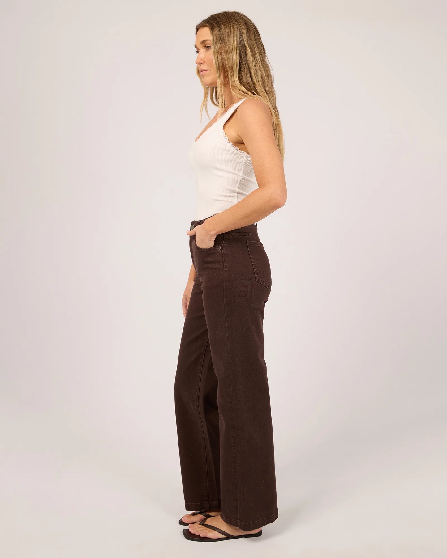 Jacqui Wide Leg Jean - Chocolate