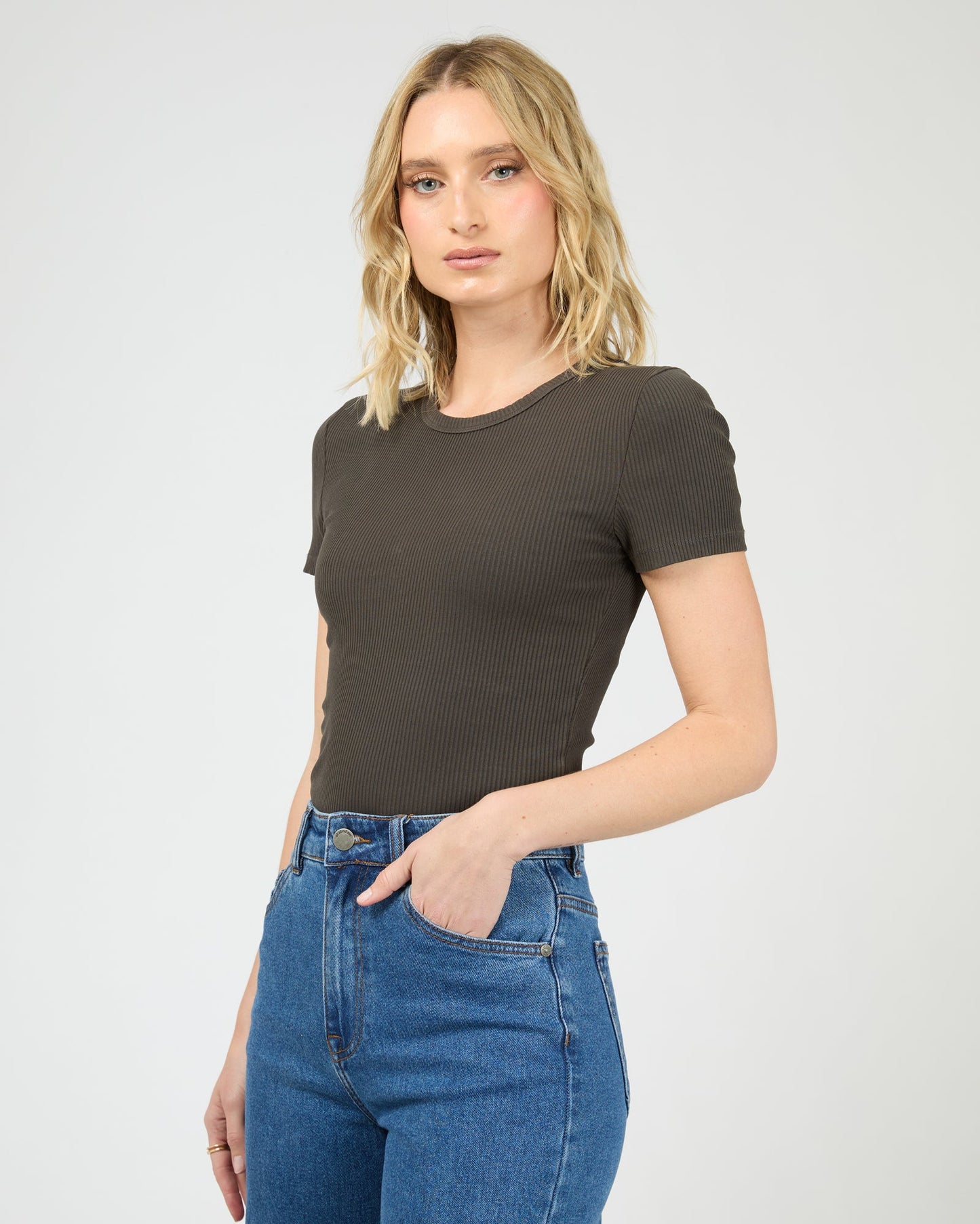 Eve Rib Baby Tee - Washed Black