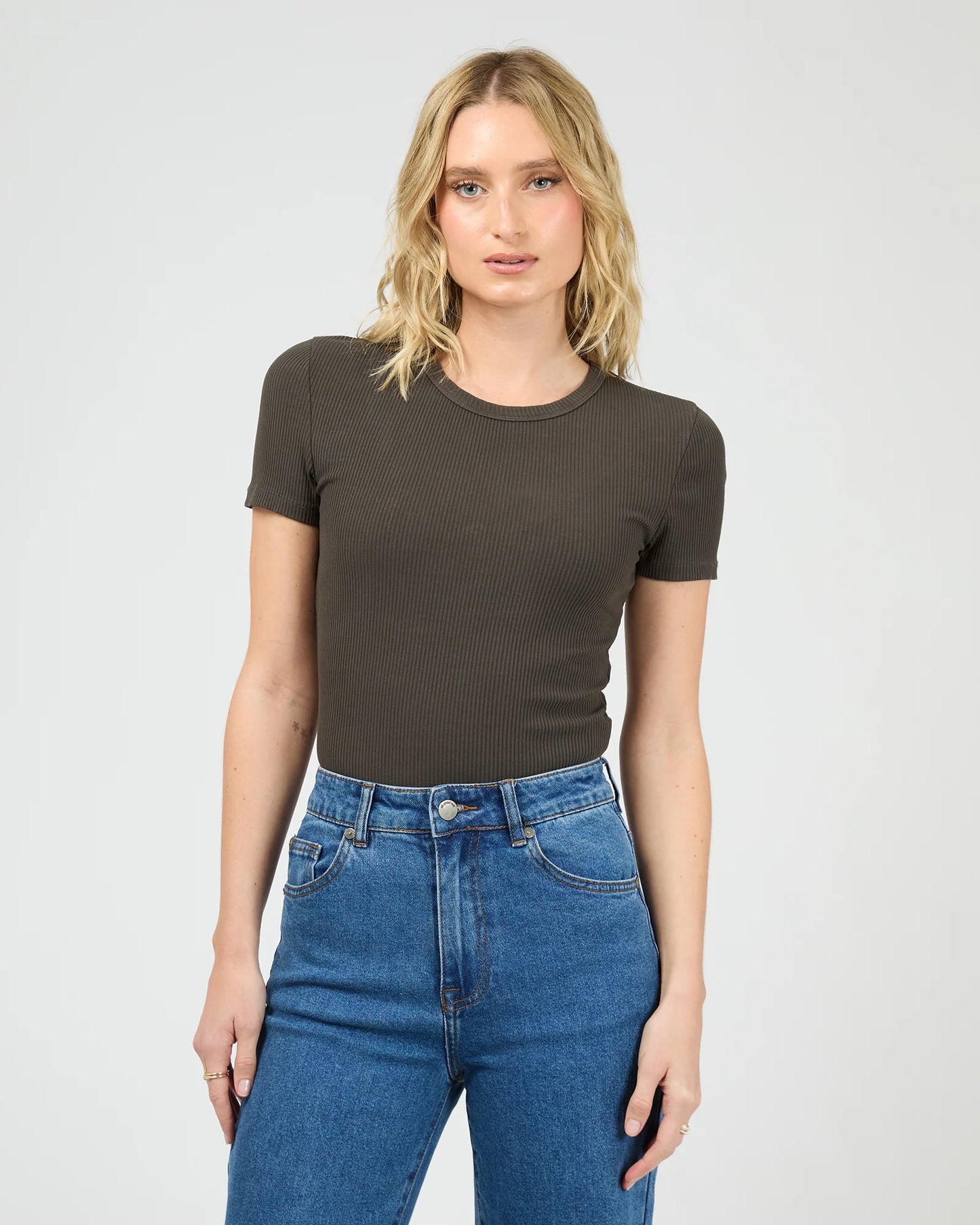 Eve Rib Baby Tee - Washed Black