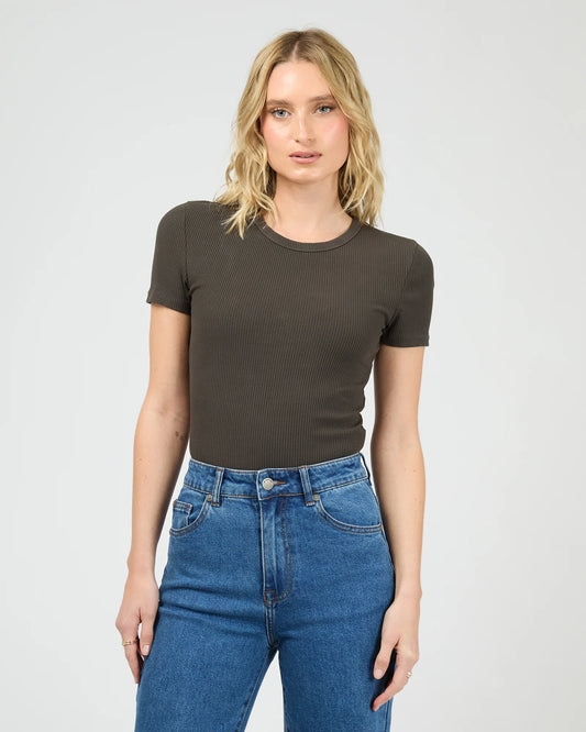 Eve Rib Baby Tee - Washed Black