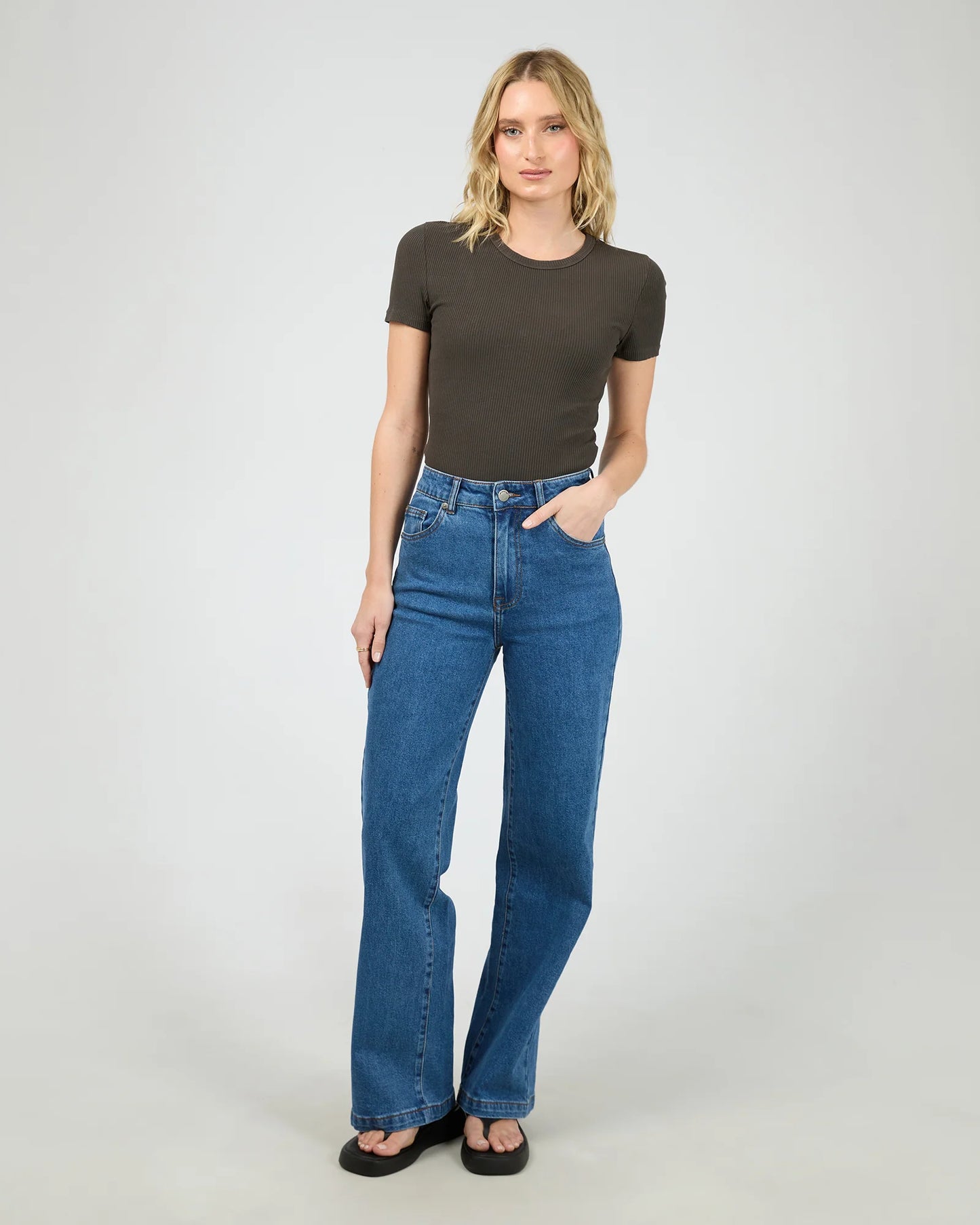 Eve Rib Baby Tee - Washed Black