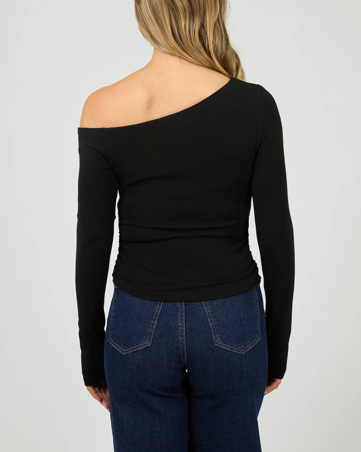 Kylie Off the Shoulder Longsleeve Top - Black