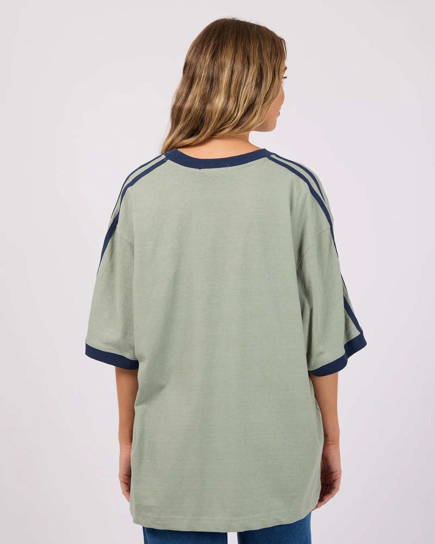 Zulu Panel Oversized V-Neck Tee - Sage