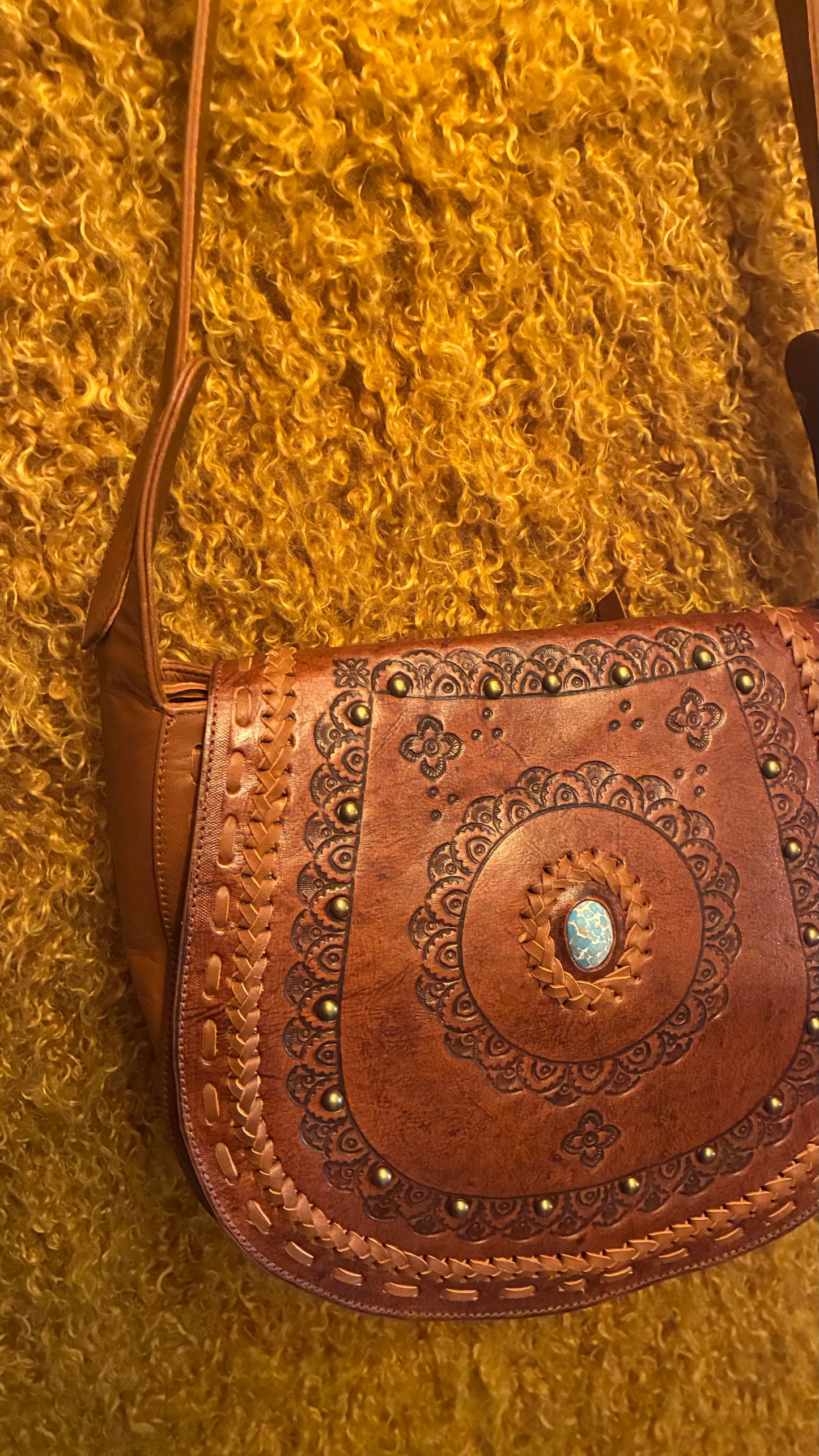 Kanika Bag - Tan & Turquoise