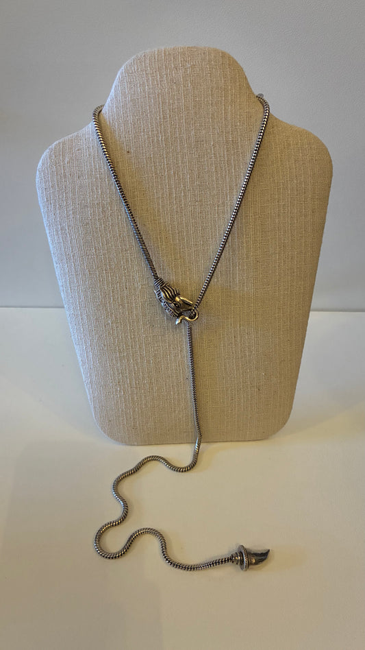 Elephant Lariat Necklace - Silver