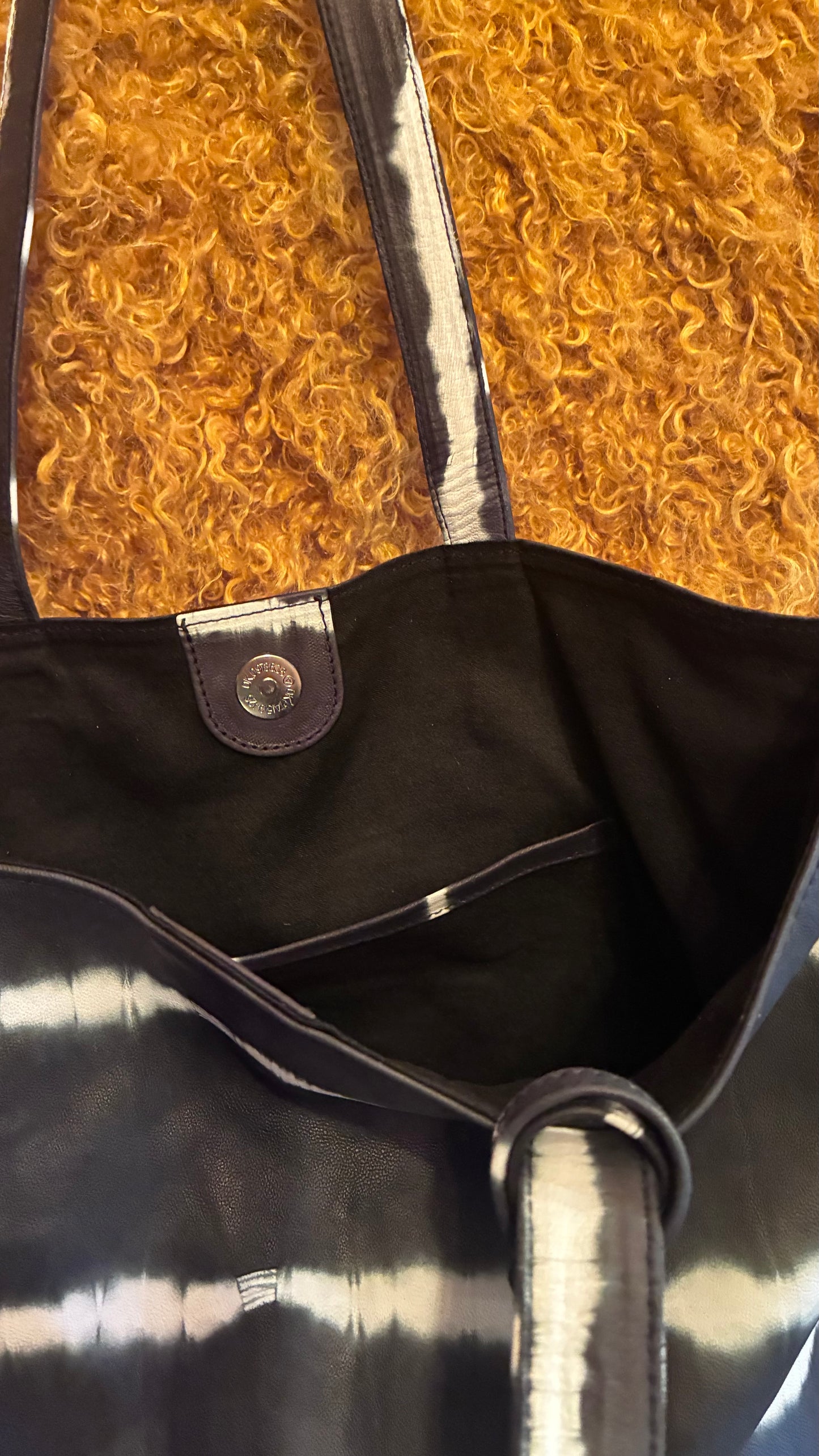 Jenny Tote Bag - Black Bean Tye Dye Leather
