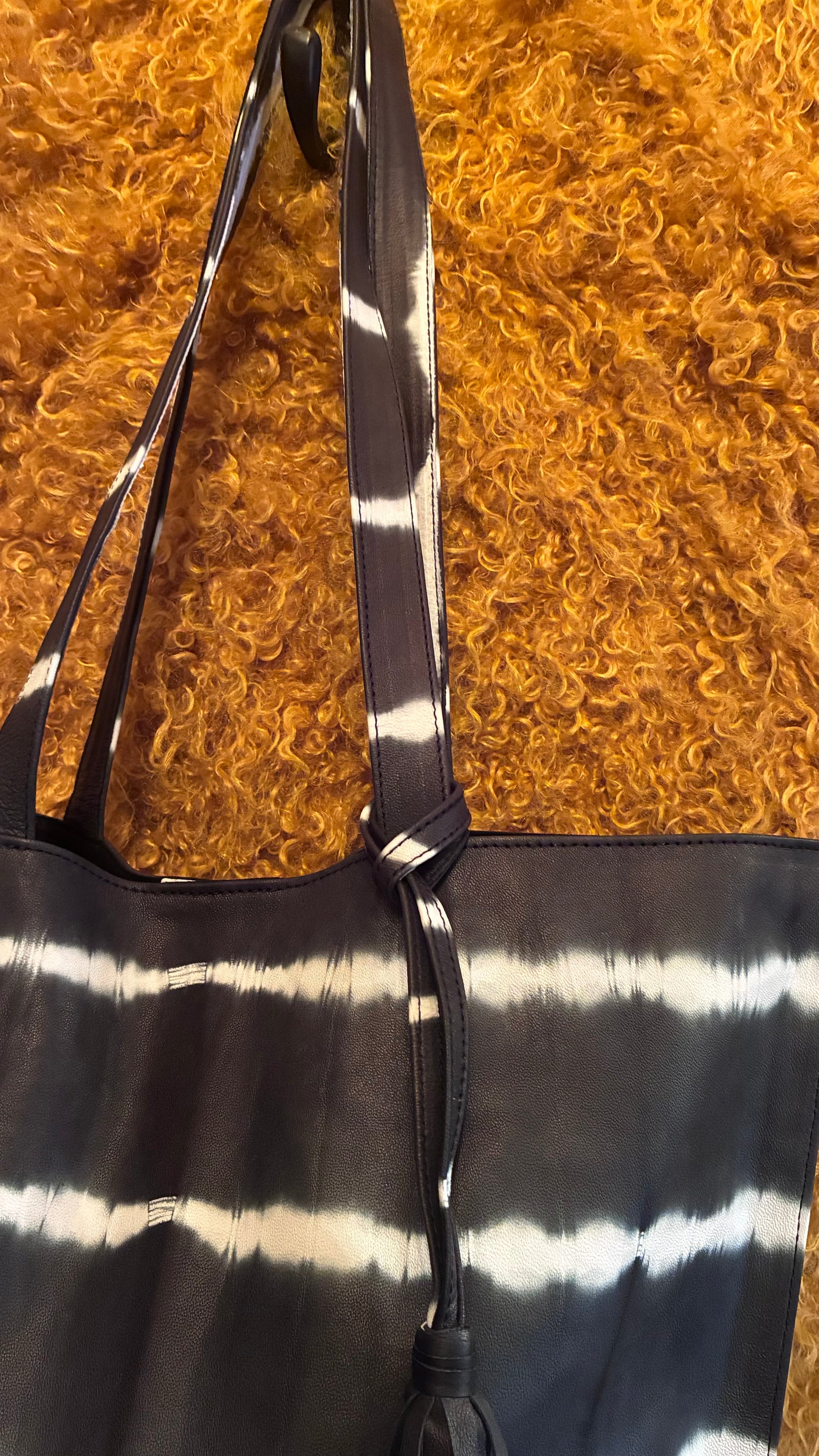 Jenny Tote Bag - Black Bean Tye Dye Leather
