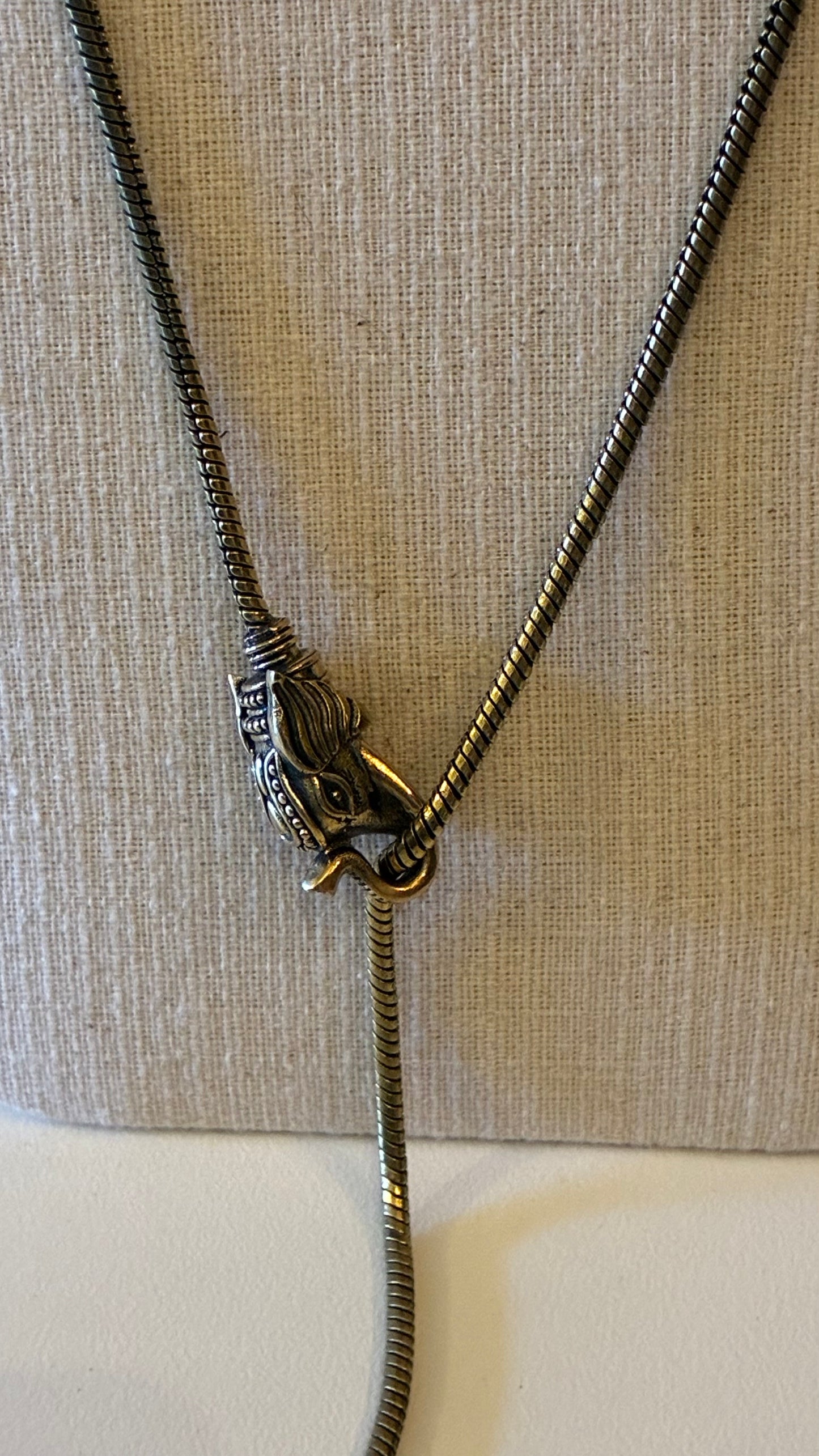 Elephant Lariat Necklace - Himalayan Brass