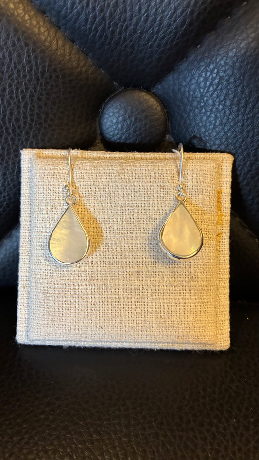 Moonstone Teardrop Earrings - Silver