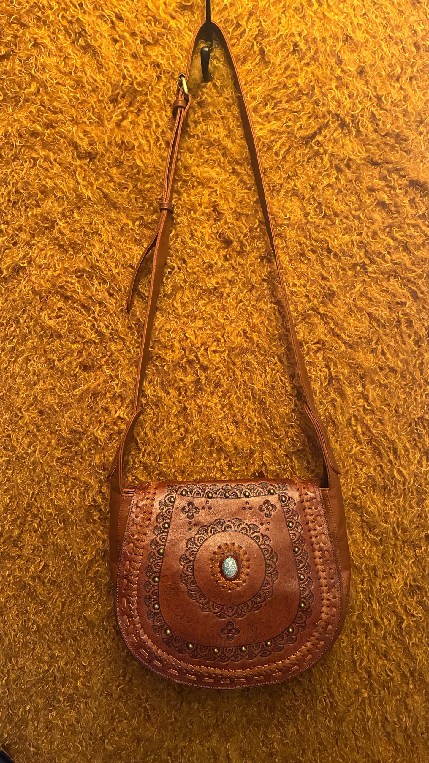 Kanika Bag - Tan & Turquoise