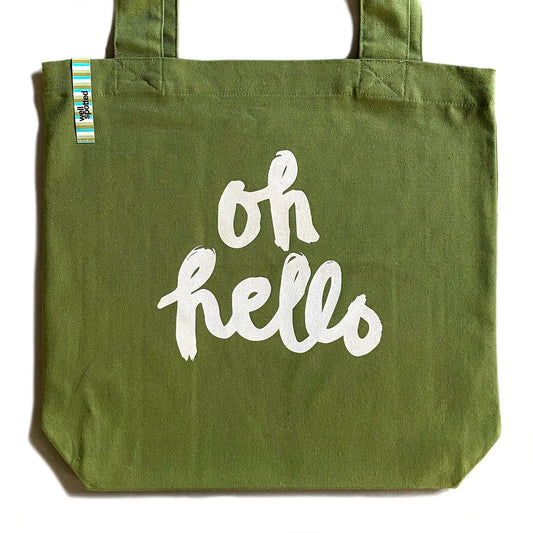 Oh Hello Tote Bag - Green