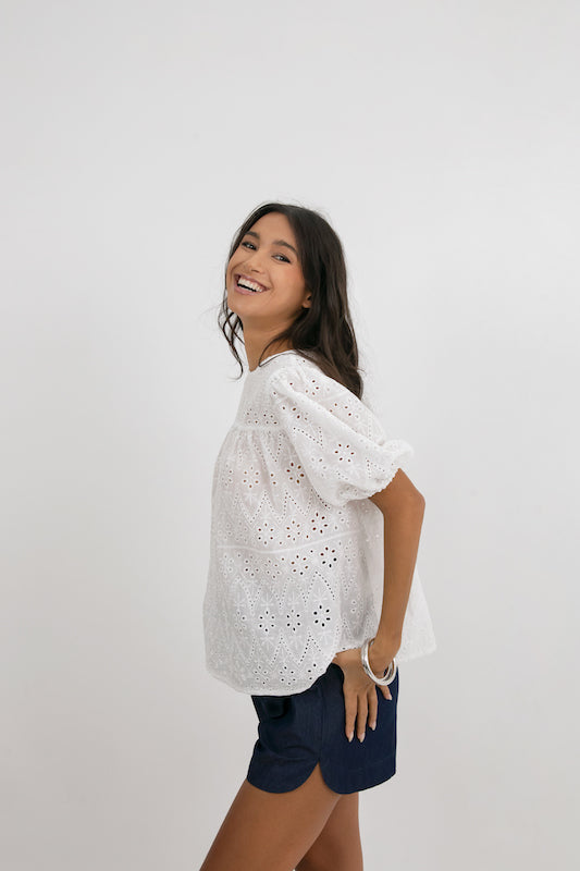 Matisse Embroidered Top - Lace De Blanc