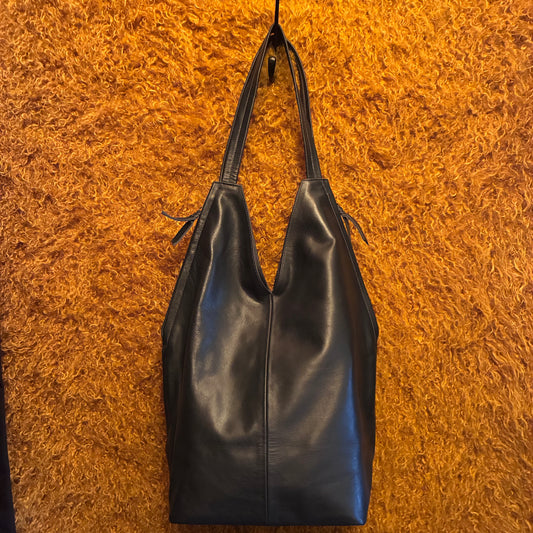 Kyoto Leather Tote Bag - Navy