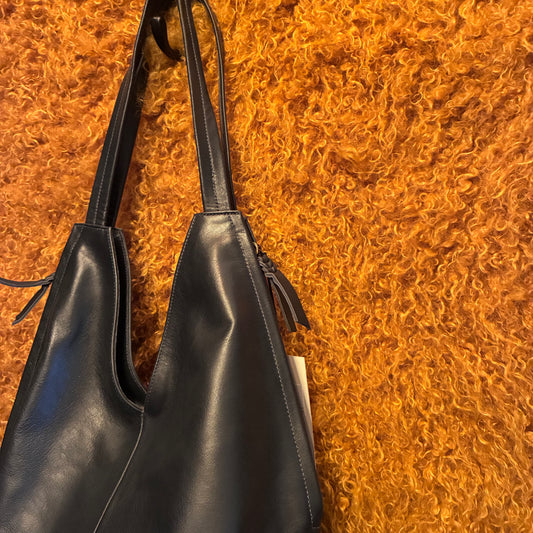Kyoto Leather Tote Bag - Navy