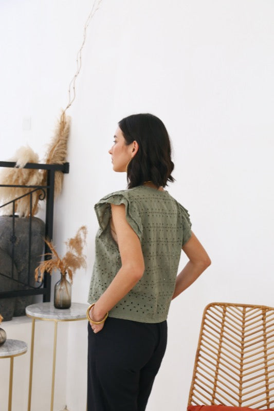 Katana Blouse - Sage Embroidered.