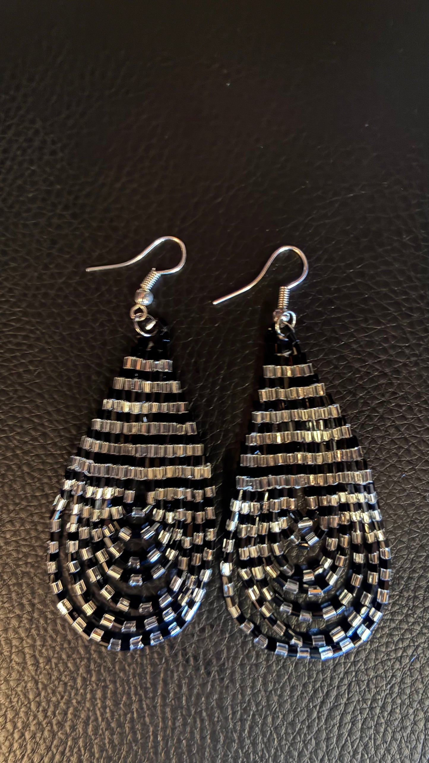 Chandelier Earrings - Silver & Black