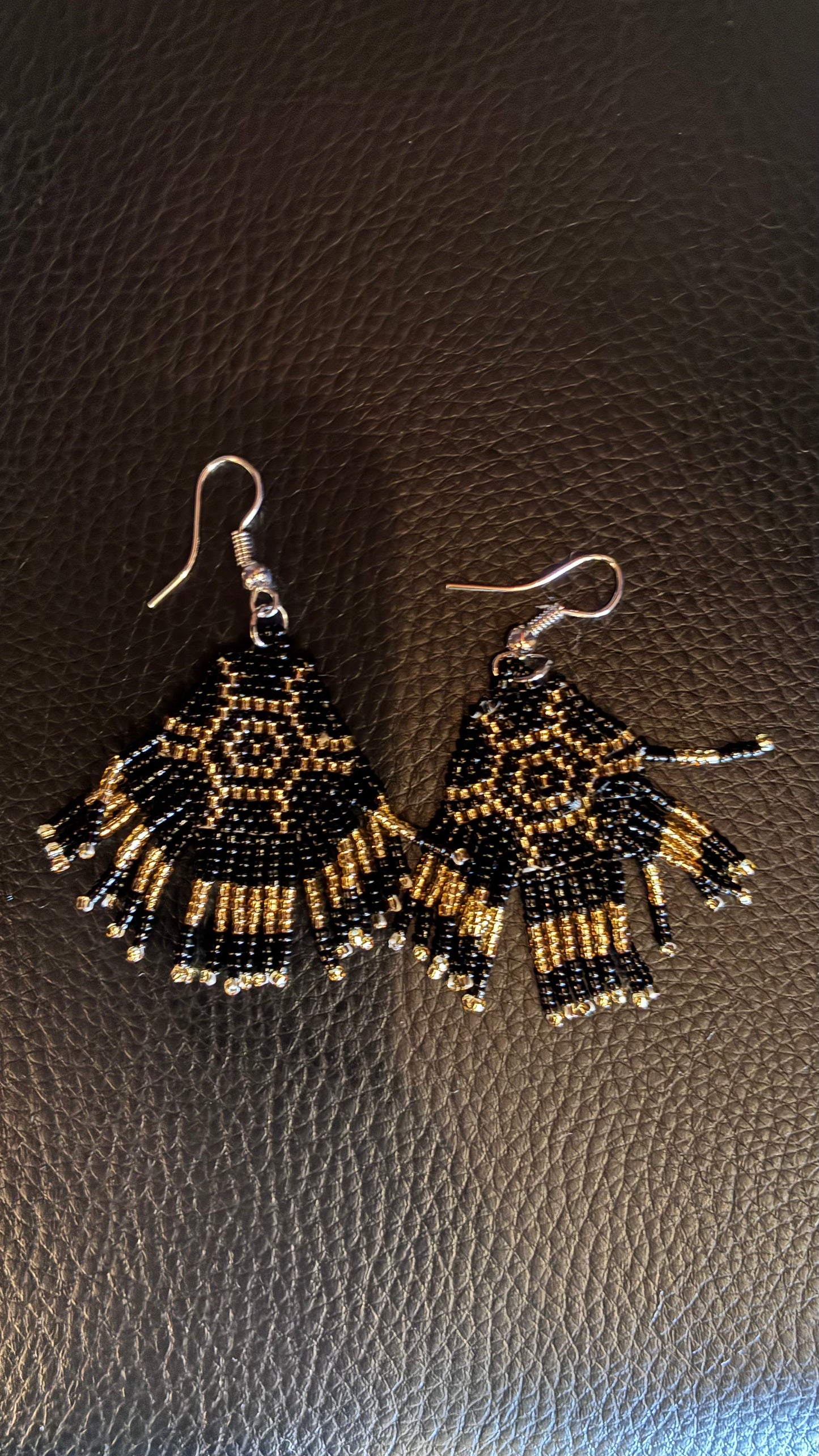 Aztec Beaded Earrings - Gold