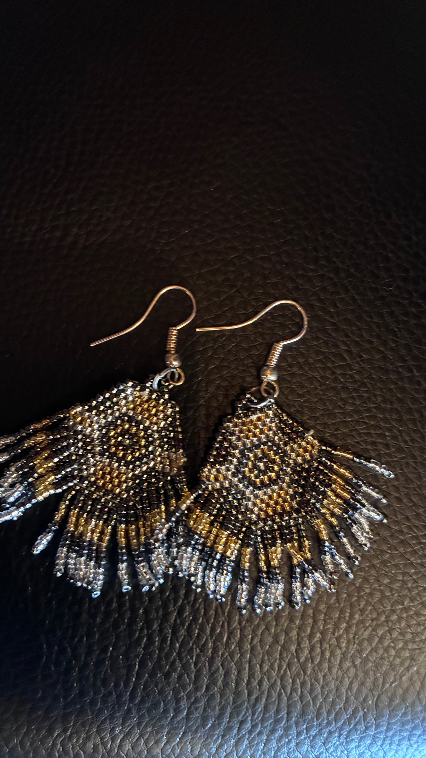 Aztec Beaded Earrings - Pewter
