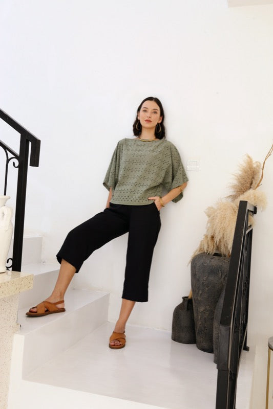 Lily Top - Embroided Sage
