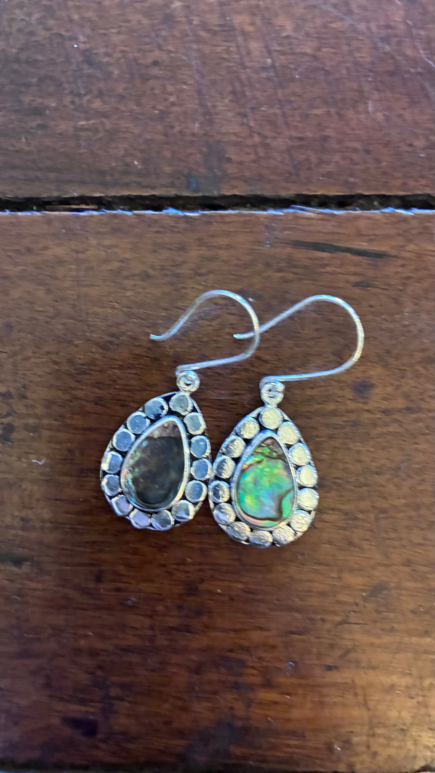 Trim Teardrop Earrings - Opal Shell