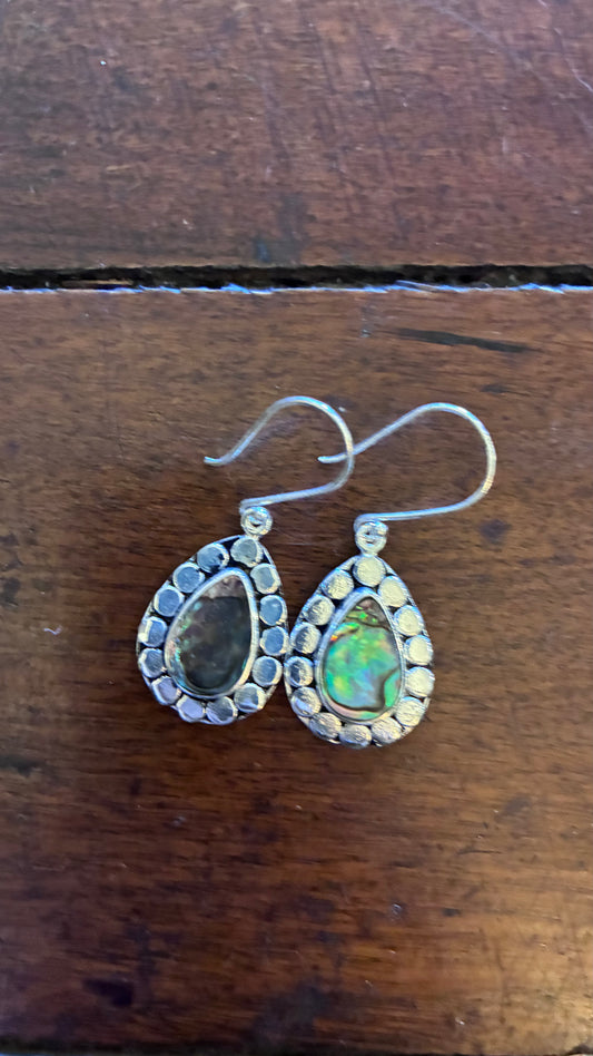 Trim Teardrop Earrings - Opal Shell
