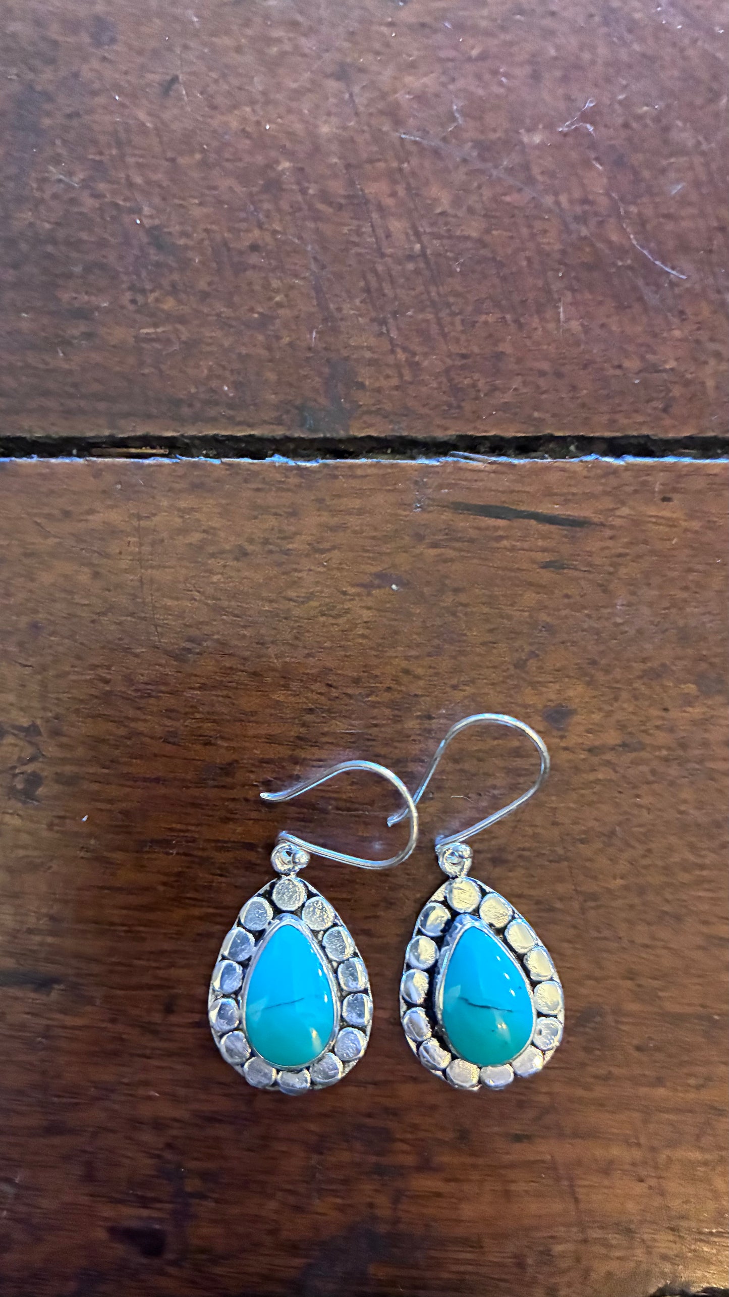 Trim Teardrop Earrings - Turquoise