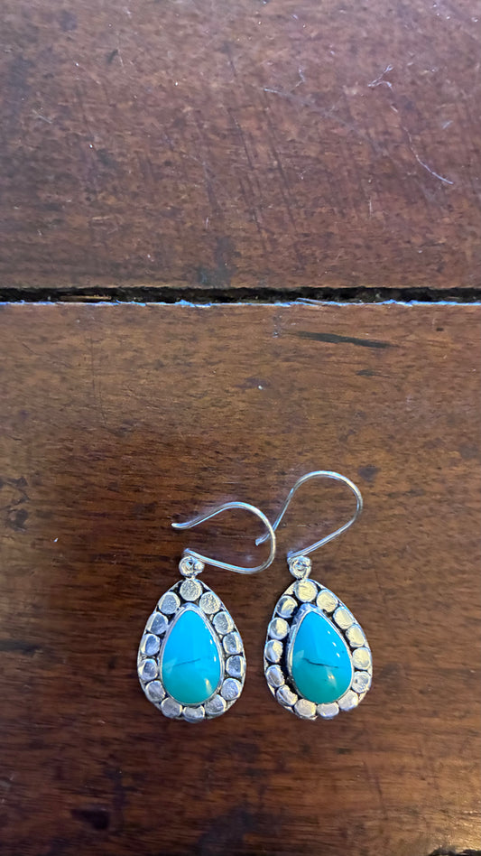 Trim Teardrop Earrings - Turquoise