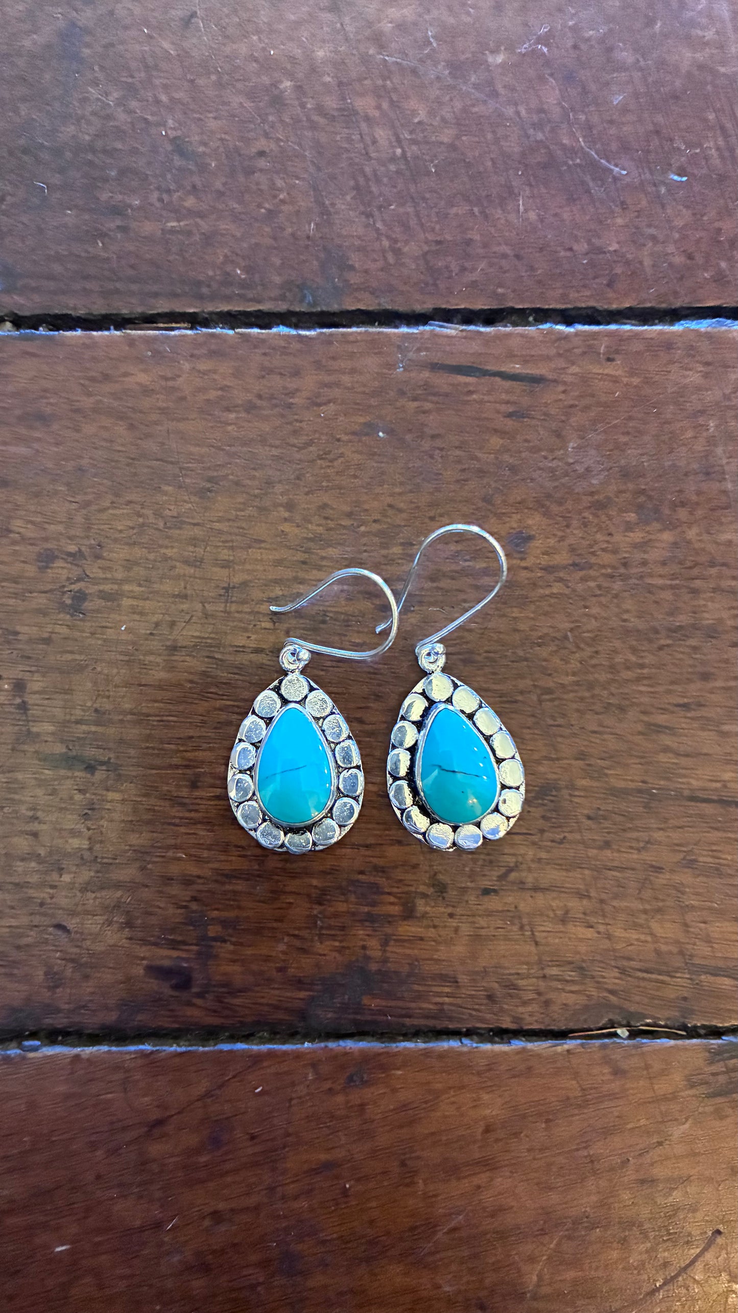 Trim Teardrop Earrings - Turquoise