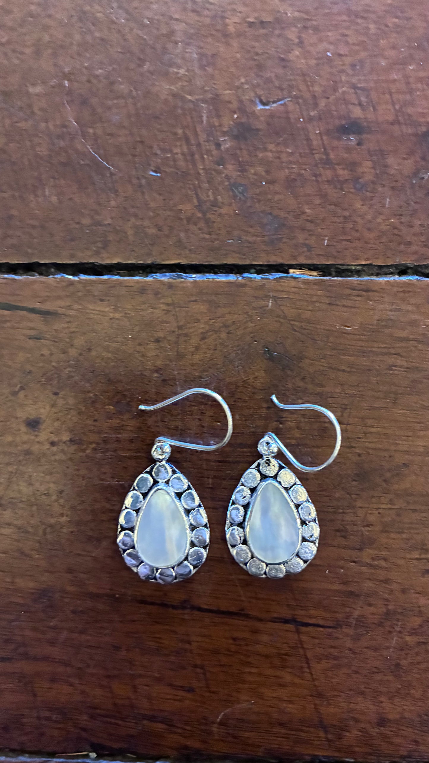 Trim Teardrop Earrings - Moonstone