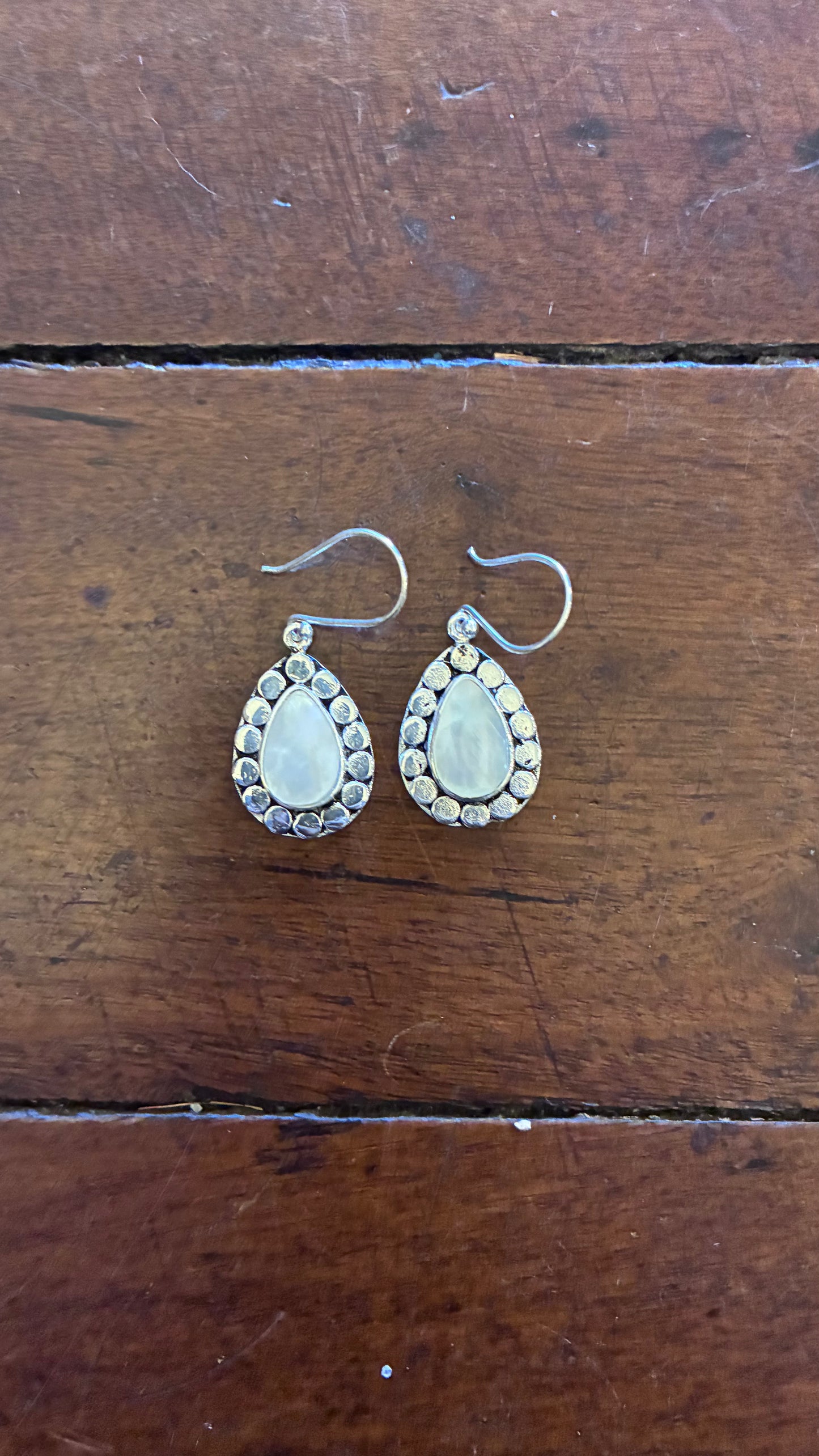 Trim Teardrop Earrings - Moonstone