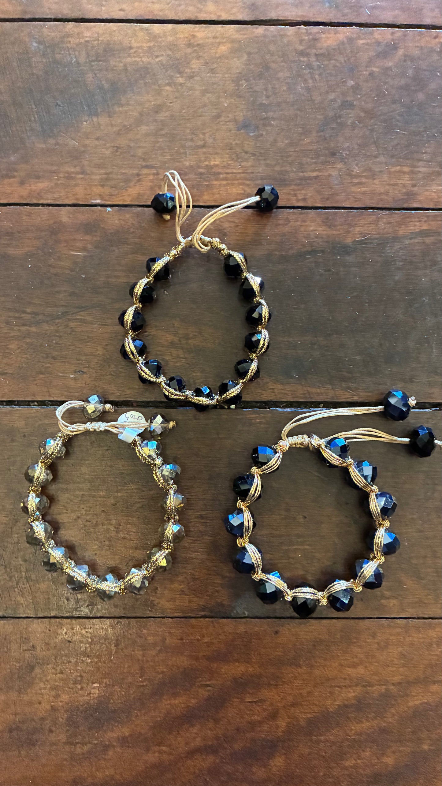 Gold & Precious Stones Bracelet - Topaz/Garnet/Black