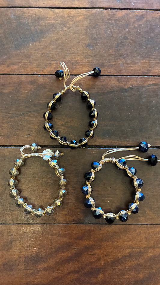 Gold & Precious Stones Bracelet - Topaz/Garnet/Black