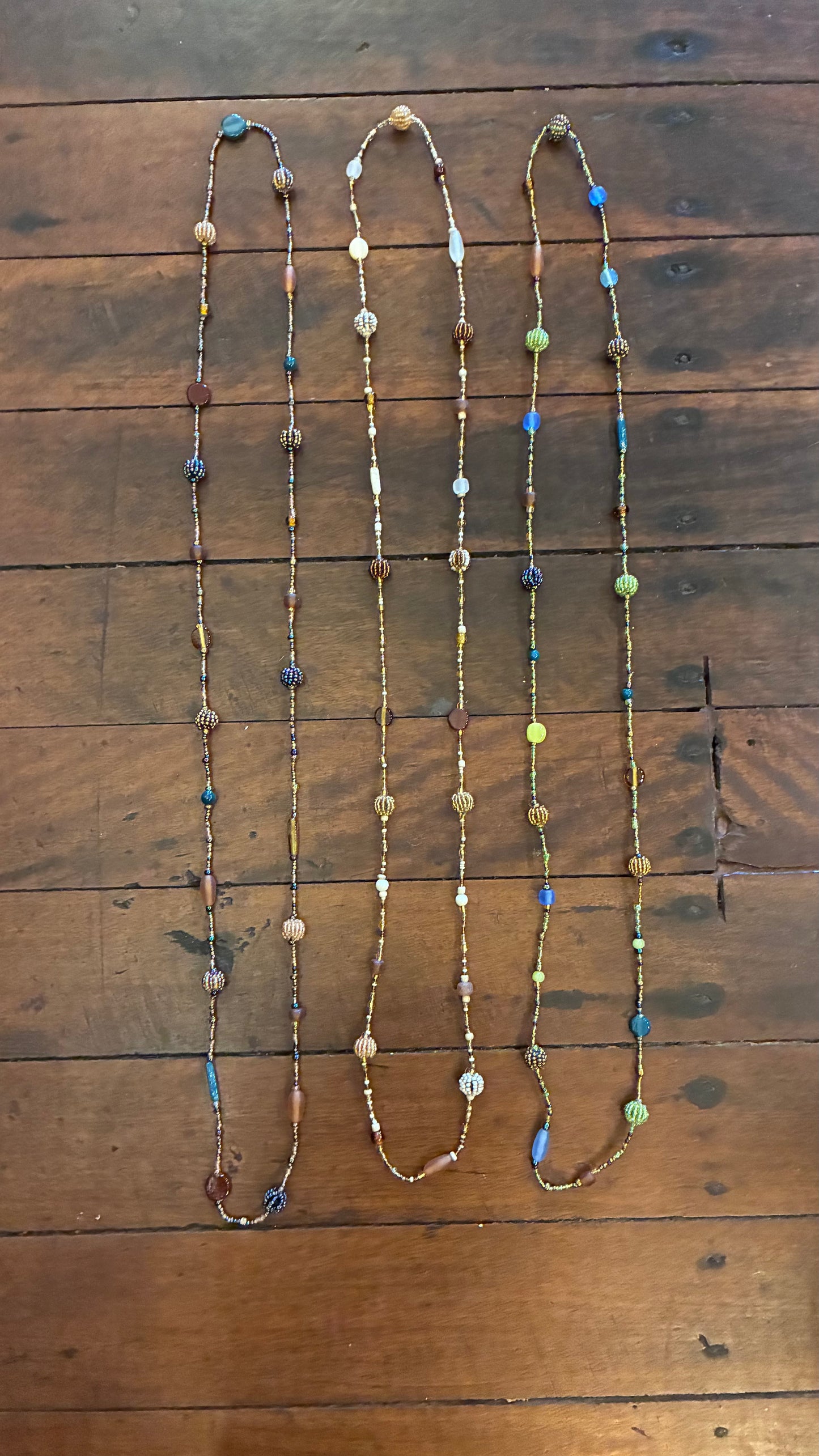 Ceramic Beaded Necklace - Oyster/Lime/Pea
