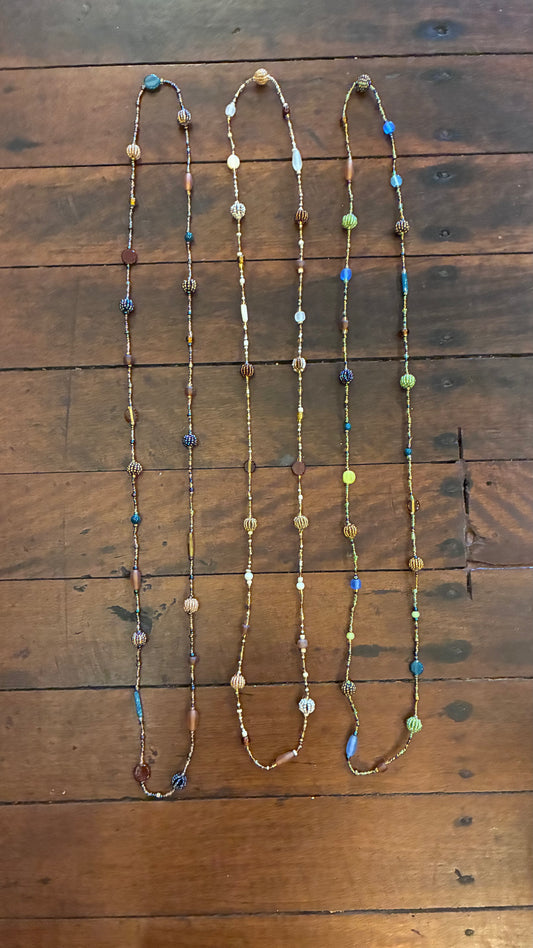 Ceramic Beaded Necklace - Oyster/Lime/Pea