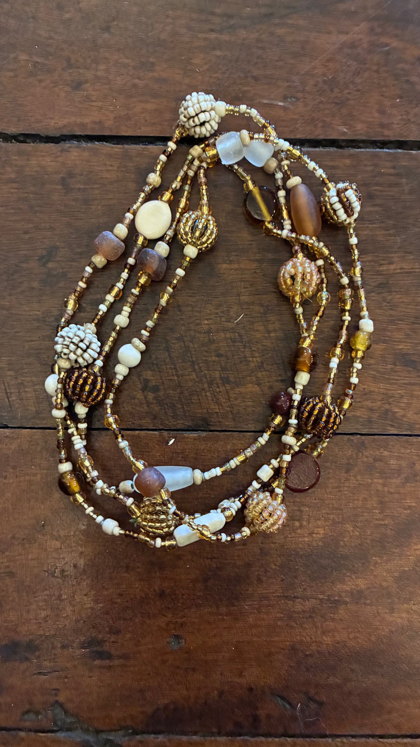 Ceramic Beaded Necklace - Oyster/Lime/Pea