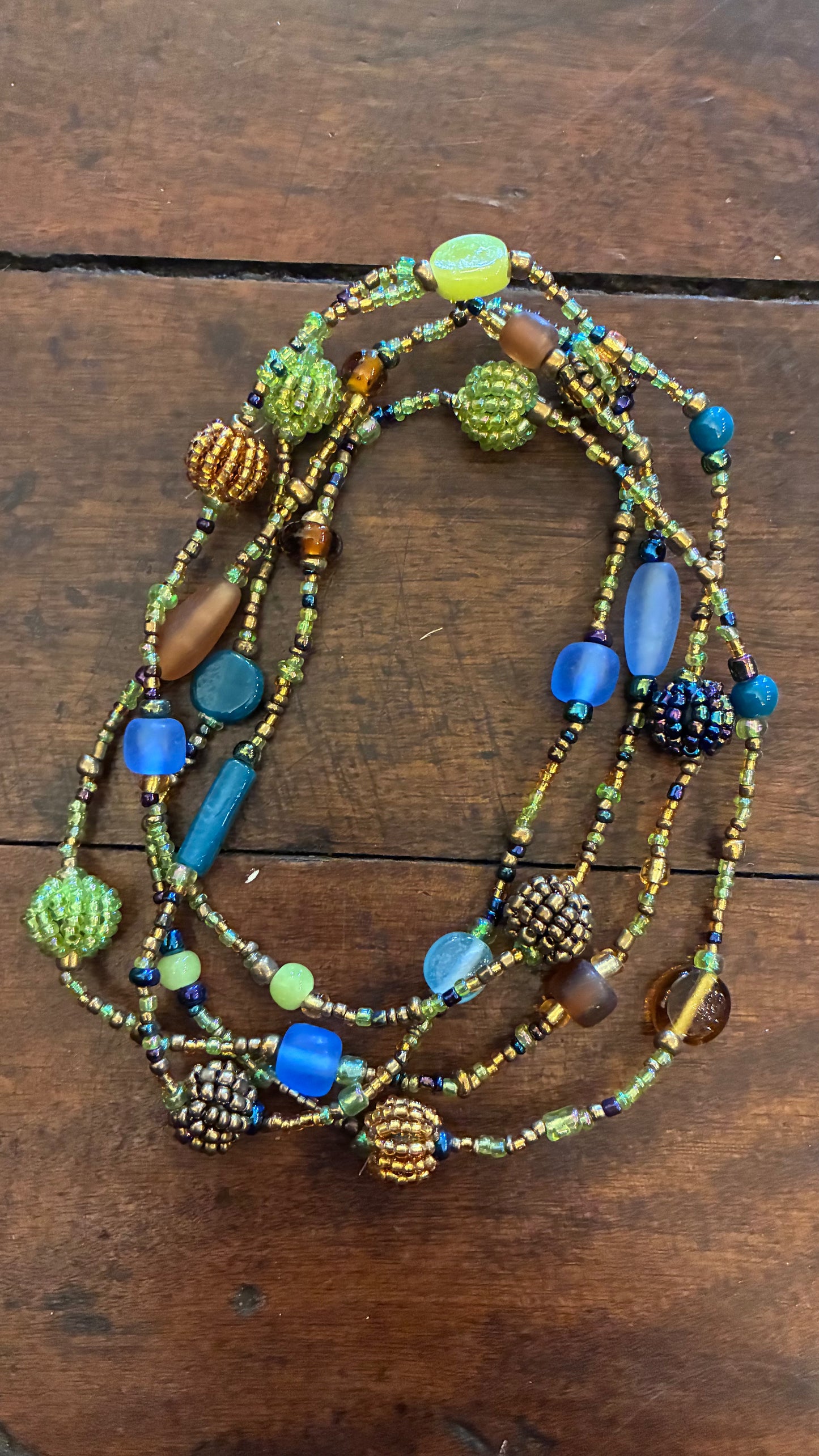 Ceramic Beaded Necklace - Oyster/Lime/Pea